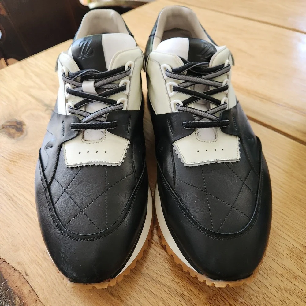 RARE Leizilei Calf Leather Sneakers Mens Size 12 Black White Platform Shoes Y2k‎